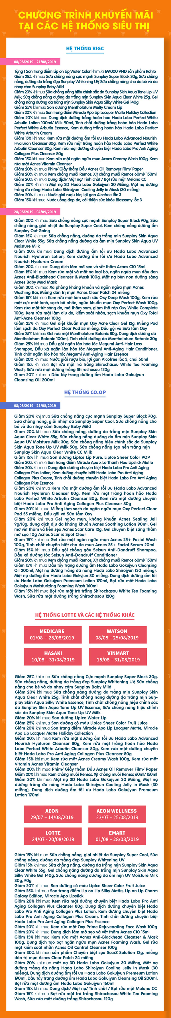 Chương trình khuyến mãi tại các hệ thống siêu thị tháng 8/2019 Chương trình khuyến mãi tại các hệ thống siêu thị tháng 8/2019