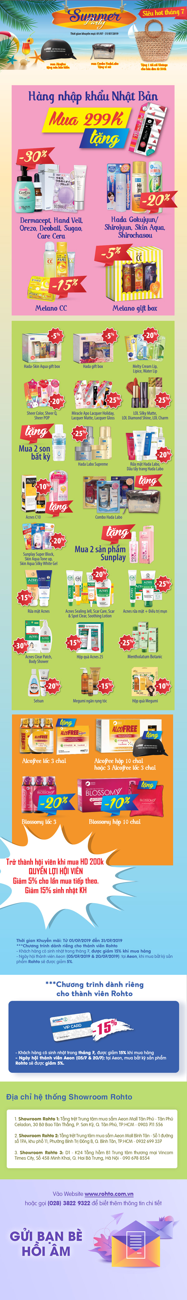 Chương trình khuyến mãi tại hệ thống showroom Rohto tháng 7/2019 Chương trình khuyến mãi tại hệ thống showroom Rohto tháng 7/2019