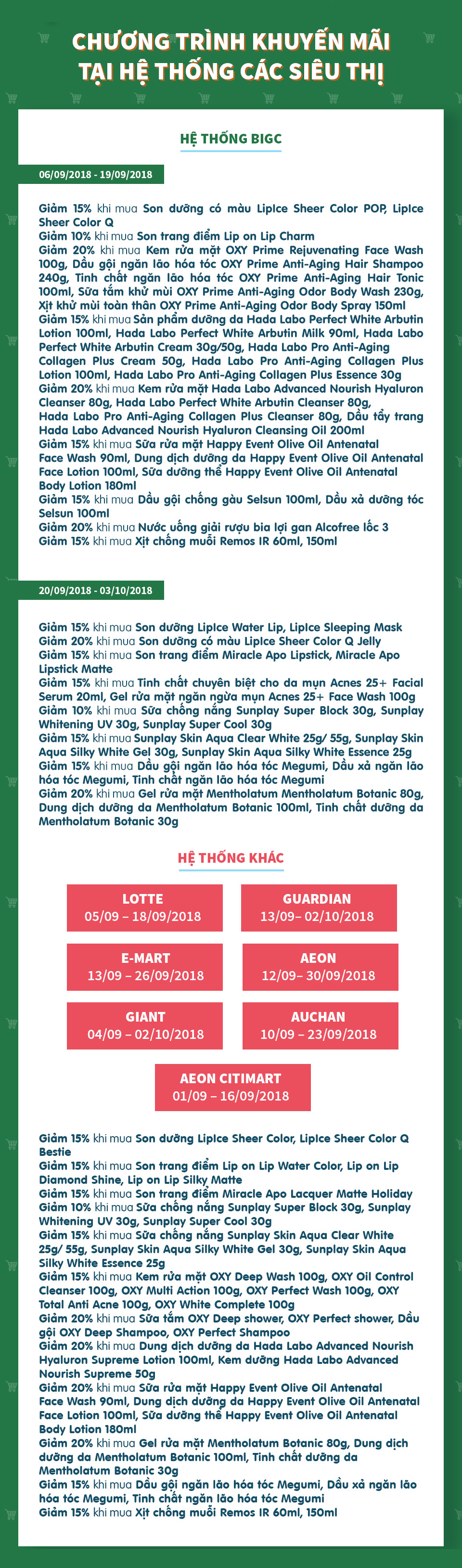 Chương trình khuyến mãi tại các hệ thống siêu thị