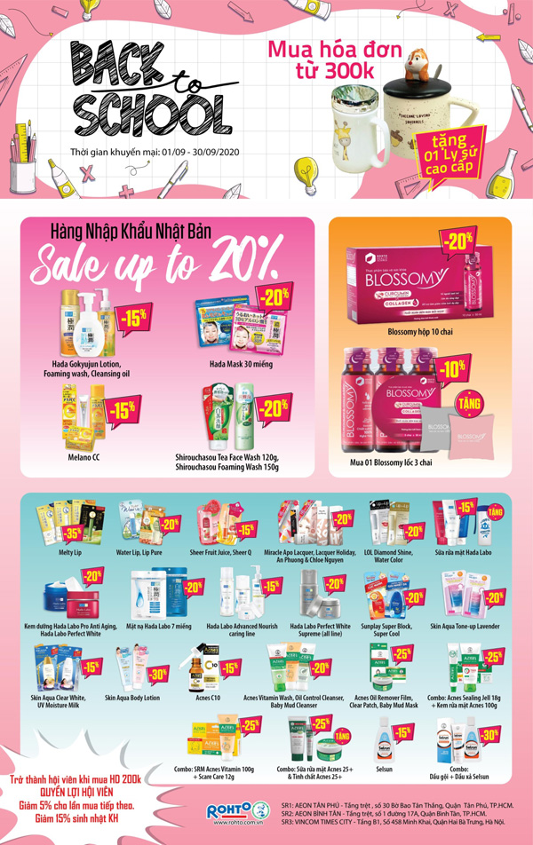 Chương trình khuyến mãi tại hệ thống showroom Rohto tháng 9/2020